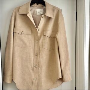 Aritzia Wilfred Ganna Beige Button-Up Overshirt Shacket